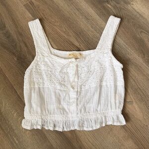 Rebellion White Eyelet Crop Top with gorgeous detailing